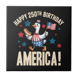 America 250Th Anniversary Silly Patriotic Goose Ceramic Tile