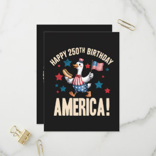America 250Th Anniversary Silly Patriotic Goose Invitation Postcard