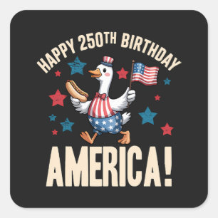 America 250Th Anniversary Silly Patriotic Goose Square Sticker