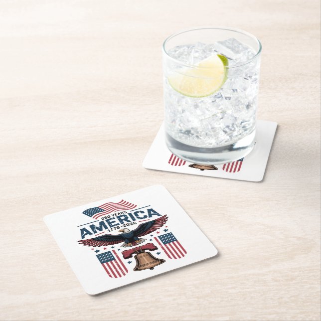 america 250th anniversary square paper coaster (Insitu)