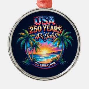 America 250th anniversary USA Palm Beach Metal Ornament