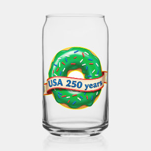 America 250th anniversary USA with sweet doughnut Can Glass