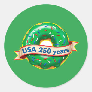 America 250th anniversary USA with sweet doughnut Classic Round Sticker