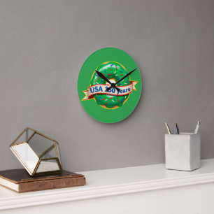 America 250th anniversary USA with sweet doughnut Round Clock