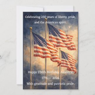 America 250th Birthday Fireworks Patriotic Card