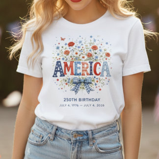 America 250th Birthday Floral Women's T-Shirt