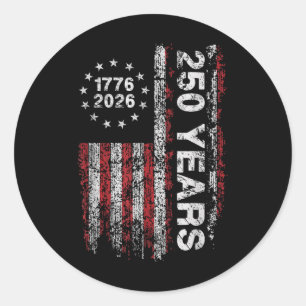 America 250th Birthday Us Flag 250 Years We The Pe Classic Round Sticker