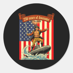 America 250th funny george washington riding classic round sticker