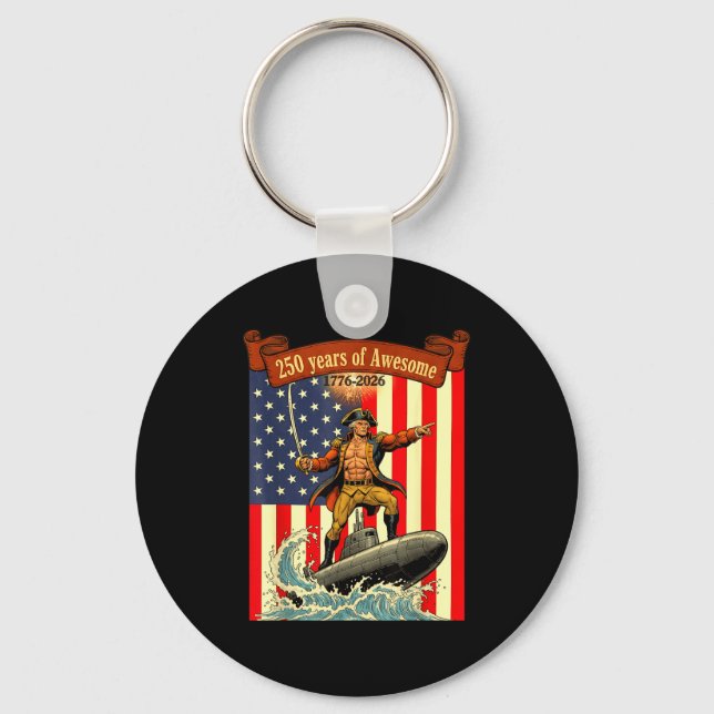 America 250th funny george washington riding key ring (Front)