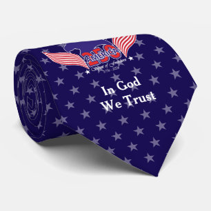America 250th-Spirit of Freedom-Blue-White Stars Tie