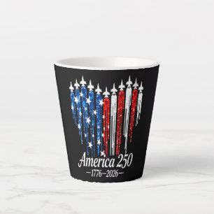 America 250th Years Heart Flag Latte Mug