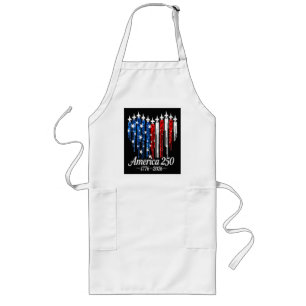 America 250th Years Heart Flag Long Apron