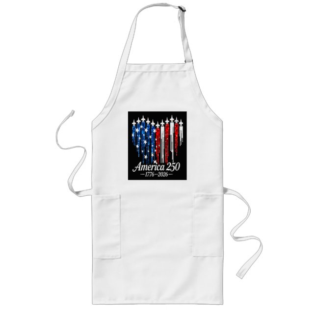 America 250th Years Heart Flag Long Apron (Front)