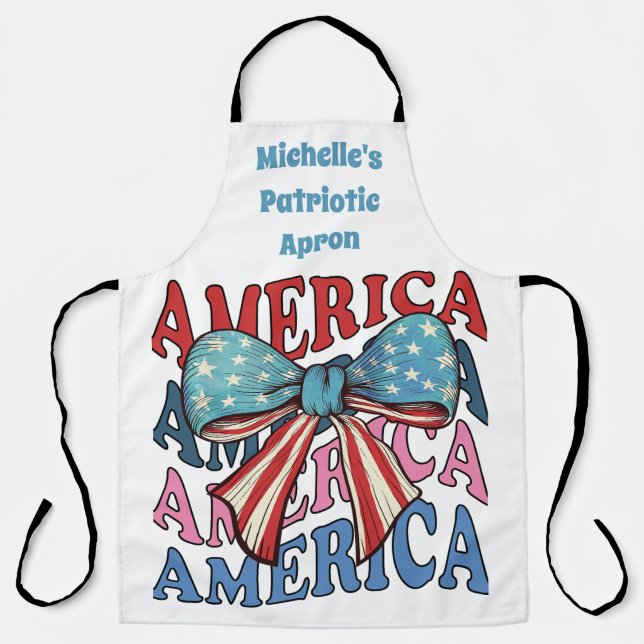 America 4th July big bow Apron (Front)