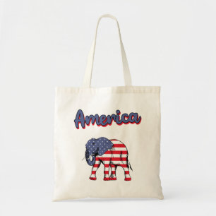 America 4th of July Celebration Elephant USA Flag  Tote Bag