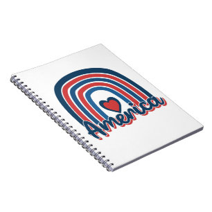 America 4th of July Celebration Rainbow USA Notebook