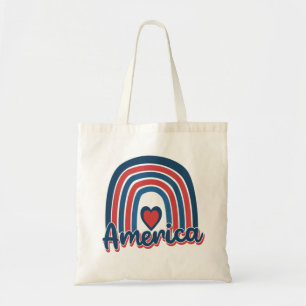America 4th of July Celebration Rainbow USA Tote Bag
