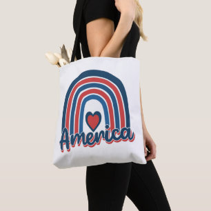 America 4th of July Celebration Rainbow USA Tote Bag