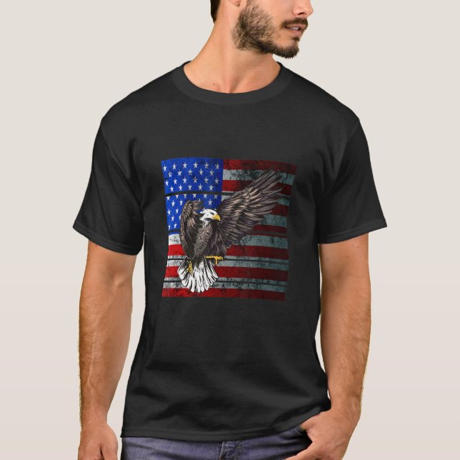 America 4th Of July Eagle Patriotic American Flag  T-Shirt (Front)