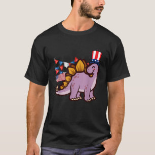 America 4th of July Independence Day Stegosaurus D T-Shirt