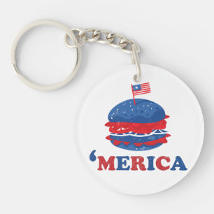 America 4th Of July Key Ring