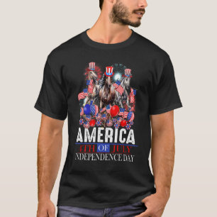 America 4th Of July Patriotic Usa Horse Graphic T-Shirt