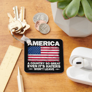 America A Country So Great Usa Flag Retired Father Key Ring
