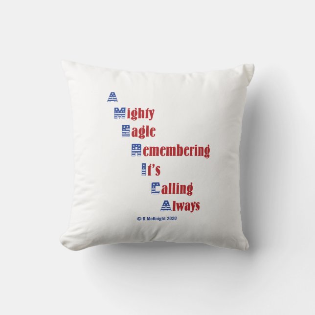 America Acronym Throw Pillow (Front)