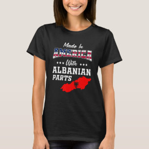 America Albanian Parts Albania Map USA Flag Ancest T-Shirt