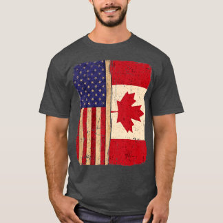 America and Canada Flag Roots Race Citizen Canadia T-Shirt
