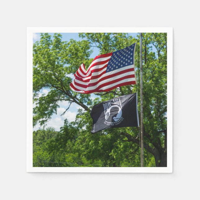 America And POW Flags Napkin (Front)