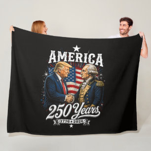 America Anniversary 250th Trump Washington Fleece Blanket