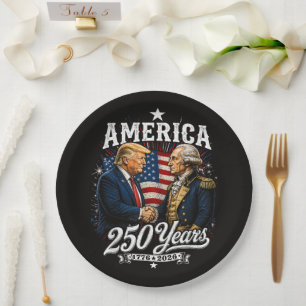 America Anniversary 250th Trump Washington Paper Plate