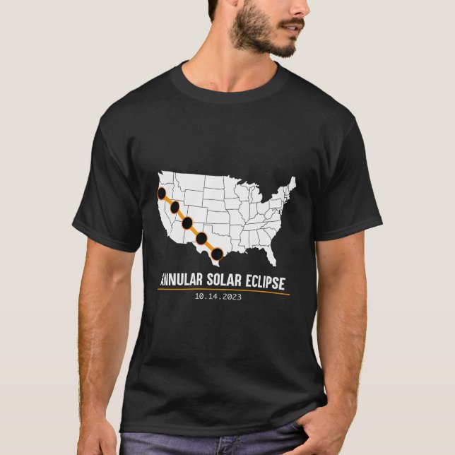America Annular Solar Eclipse Map Usa 2023 State E T-Shirt (Front)