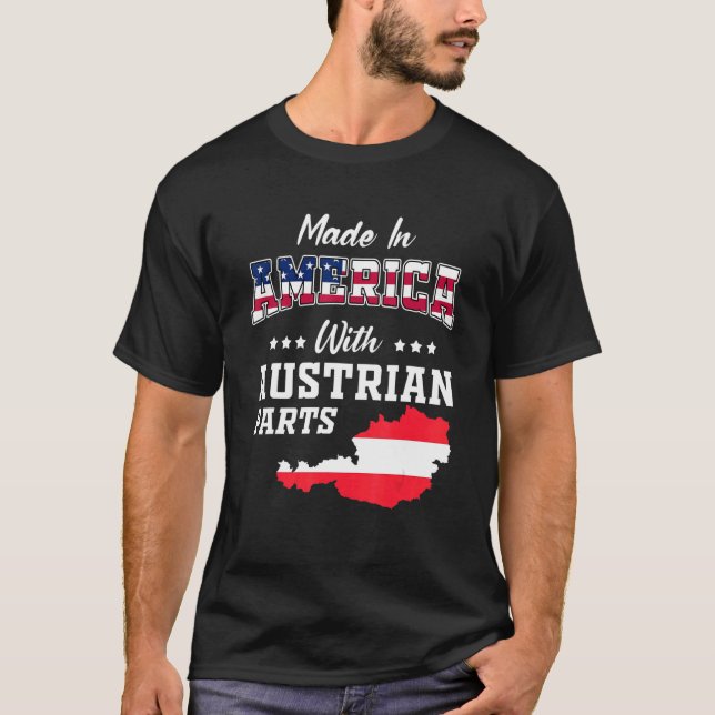 America Austrian Parts Austria Map USA Flag Ancest T-Shirt (Front)