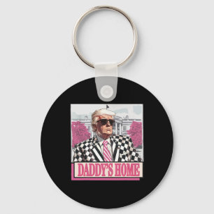 America Back Daddy's Home Funny Pink Donald Trump  Key Ring