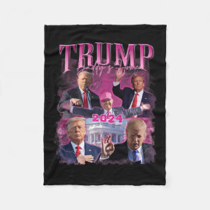 America Back Us American Flag Trump 2024 Fleece Blanket