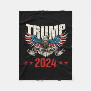 America Back Us American Flag Trump 2024 Men Women Fleece Blanket