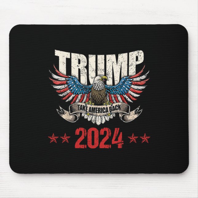 America Back Us American Flag Trump 2024 Men Women Mouse Pad (Front)