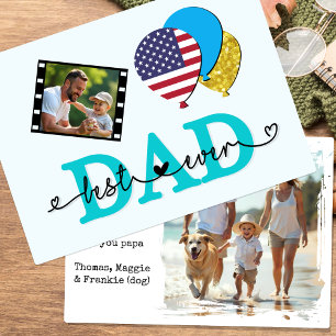 America Best Dad Ever Photo Card, Flag, Father's Card