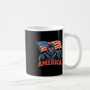 America Bigfoot Sasquatch July 4th Usa Flag Rock P Coffee Mug