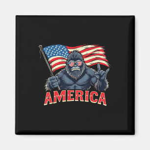 America Bigfoot Sasquatch July 4th Usa Flag Rock P Magnet