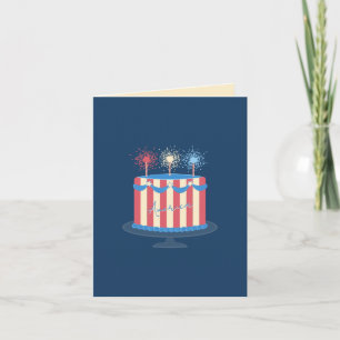 America Birthday Cake Retro 4th of July Holiday Card