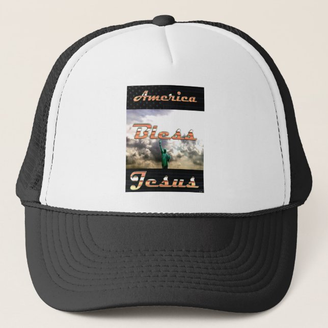America Bless Jesus Trucker Hat (Front)
