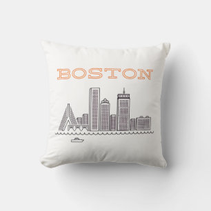 America Boston City Skyline, Boston Ma Us Skyline Cushion