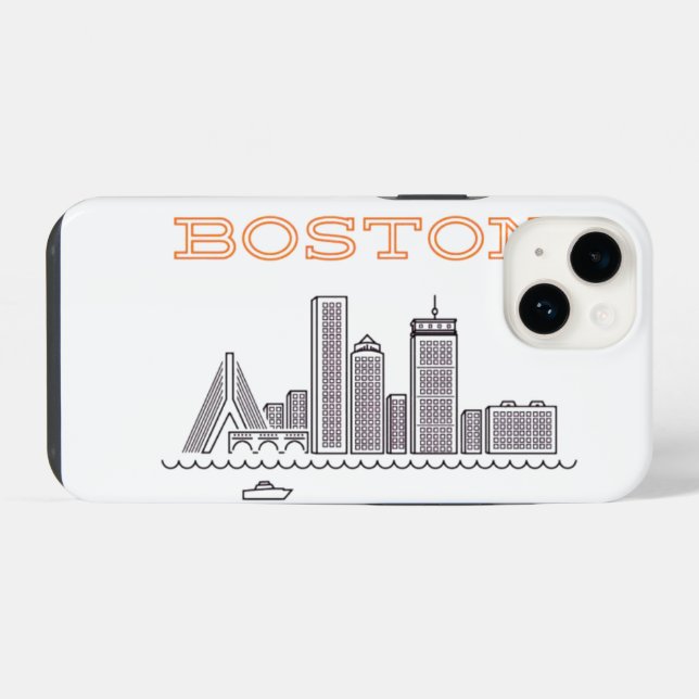 America Boston City Skyline, Boston Ma Us Skyline iPhone Case (Back Horizontal)