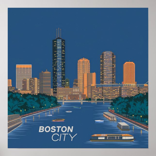 America Boston City Skyline, Boston Ma Us Skyline Poster (Front)