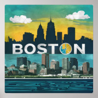 America Boston City Skyline, Boston Ma Us Skyline