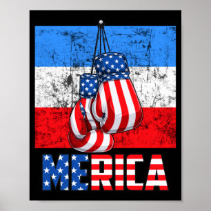America Box Gloves Aamerican Flag 4th Of July Poster