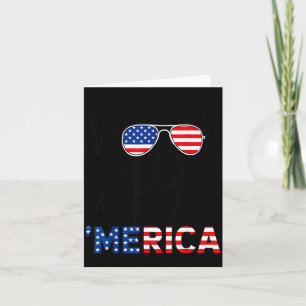 America Boxer Dog Aamerican Flag Sungles Patriotic Card